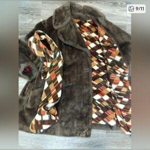 Vintage Sears Fashions Faux Fur with Scarf Women's Size 24 1/2